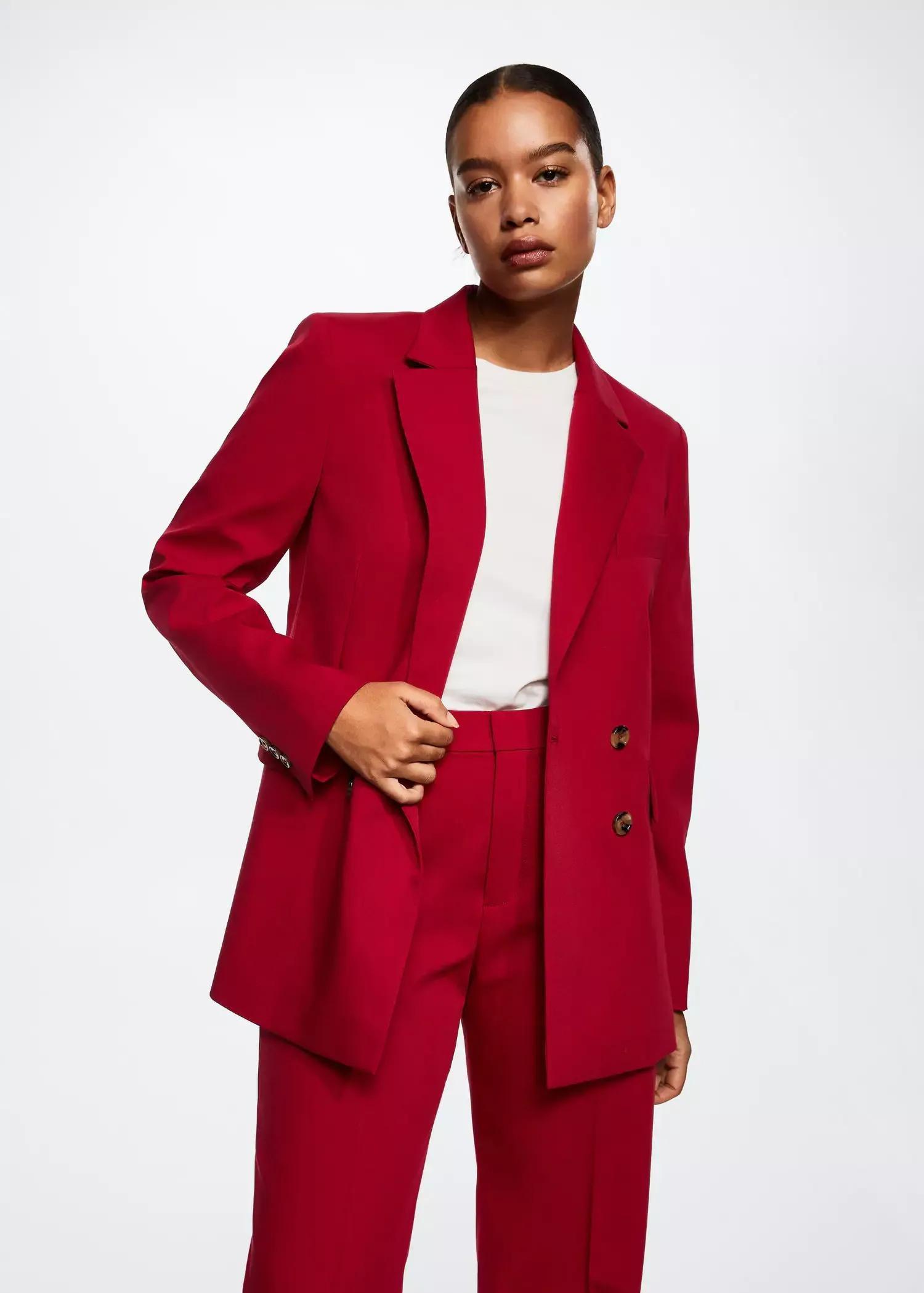 Red Double-Breasted Blazer, , large image number 1