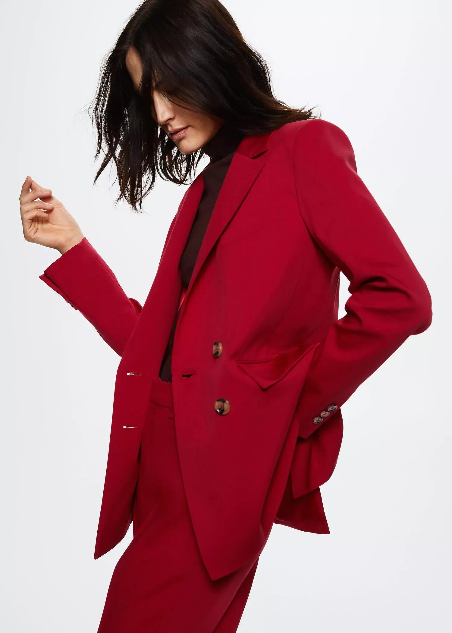 Red Double-Breasted Blazer, , large image number 4