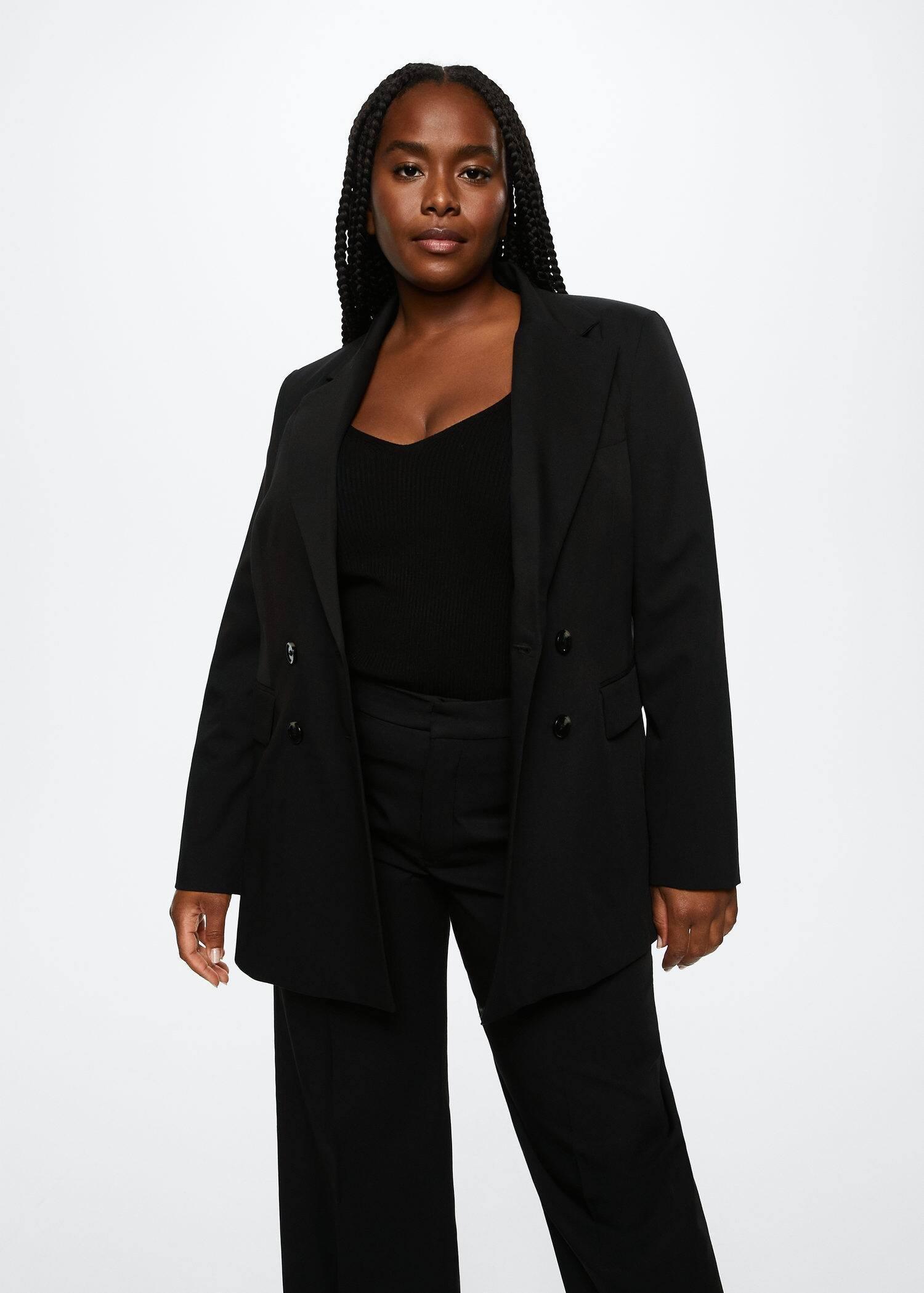 black Double-breasted blazer, , large image number 1