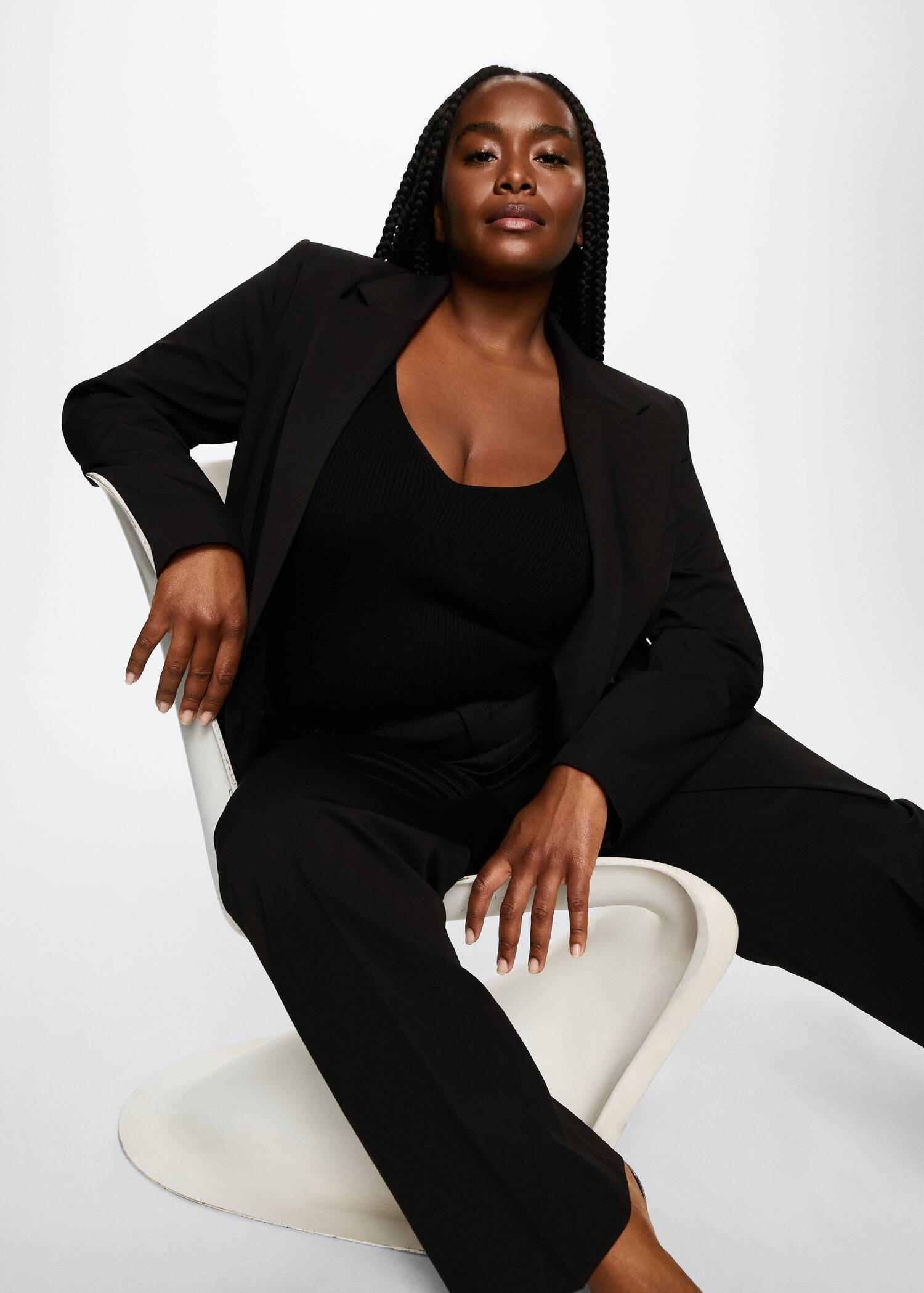 black Double-breasted blazer, , large image number 2