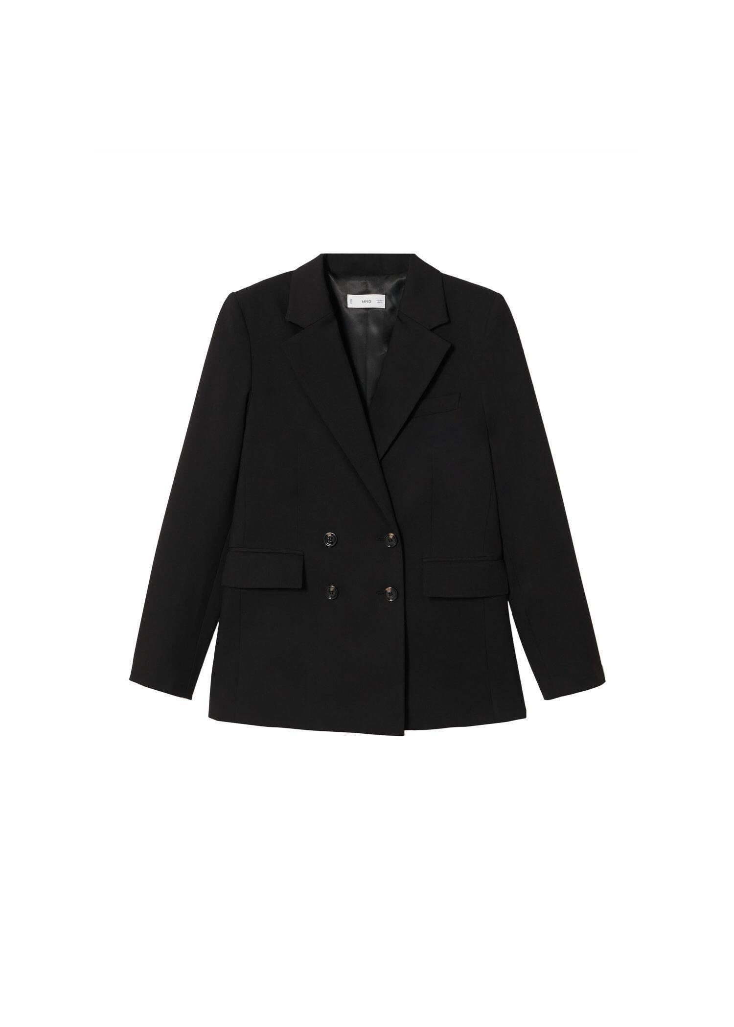 black Double-breasted blazer, , large image number 4