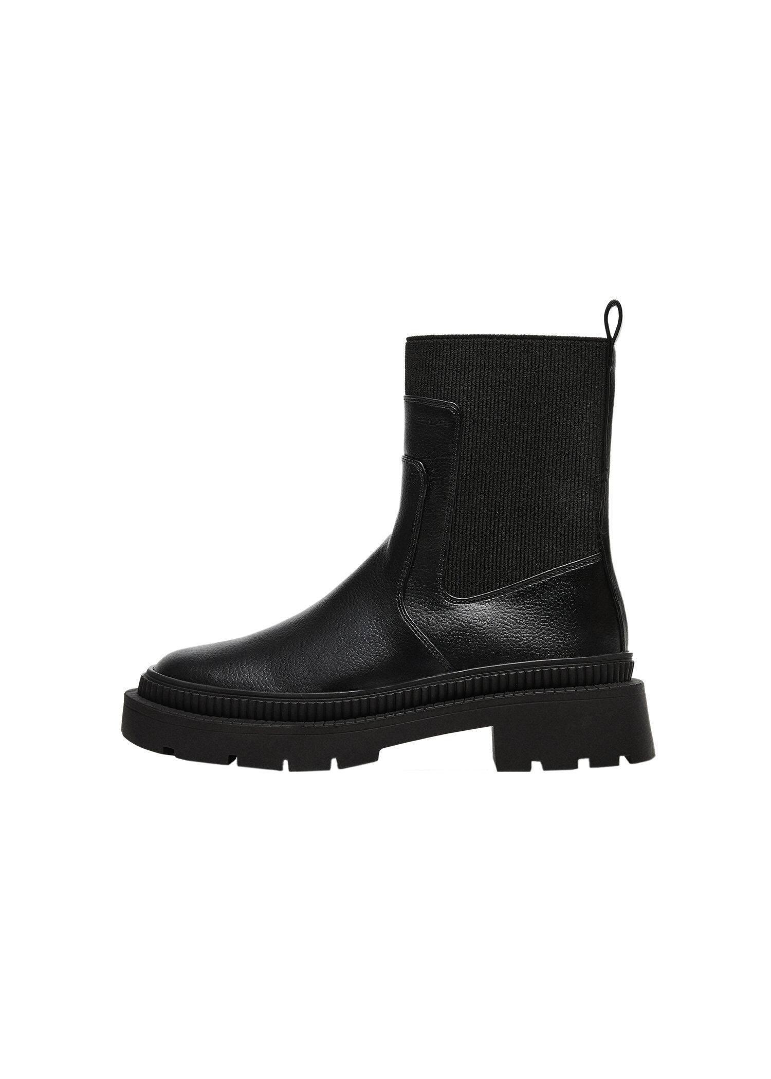 Black Track Sole Contrast Ankle Boots, , large image number 0