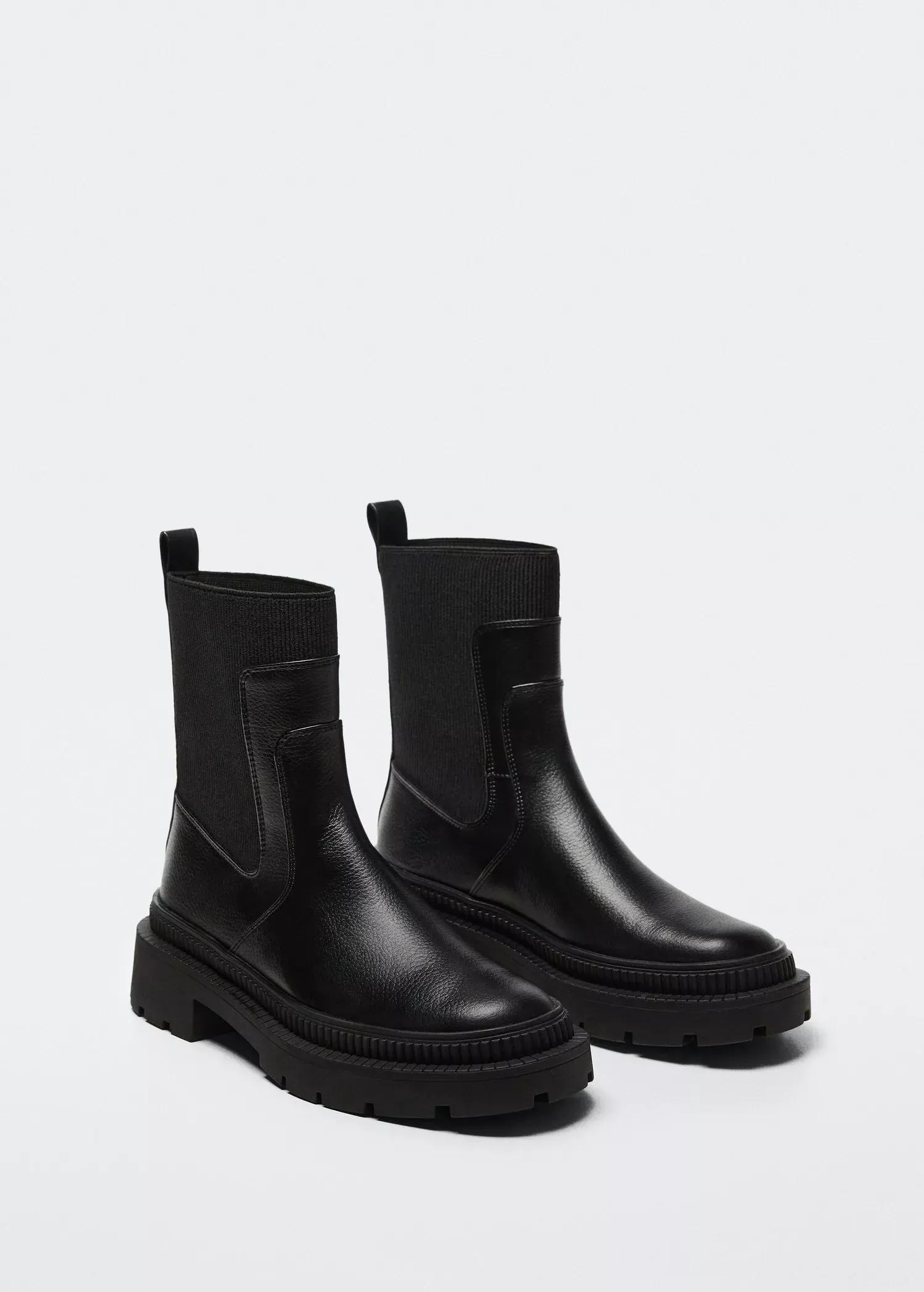Black Track Sole Contrast Ankle Boots, , large image number 3