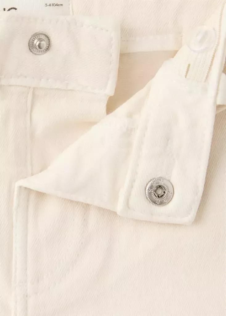 White Straight Seamless Jeans, Baby Girls, Natural White, medium