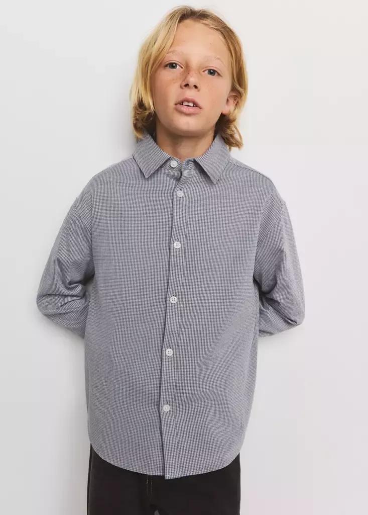 Grey Check Cotton Shirt, , medium