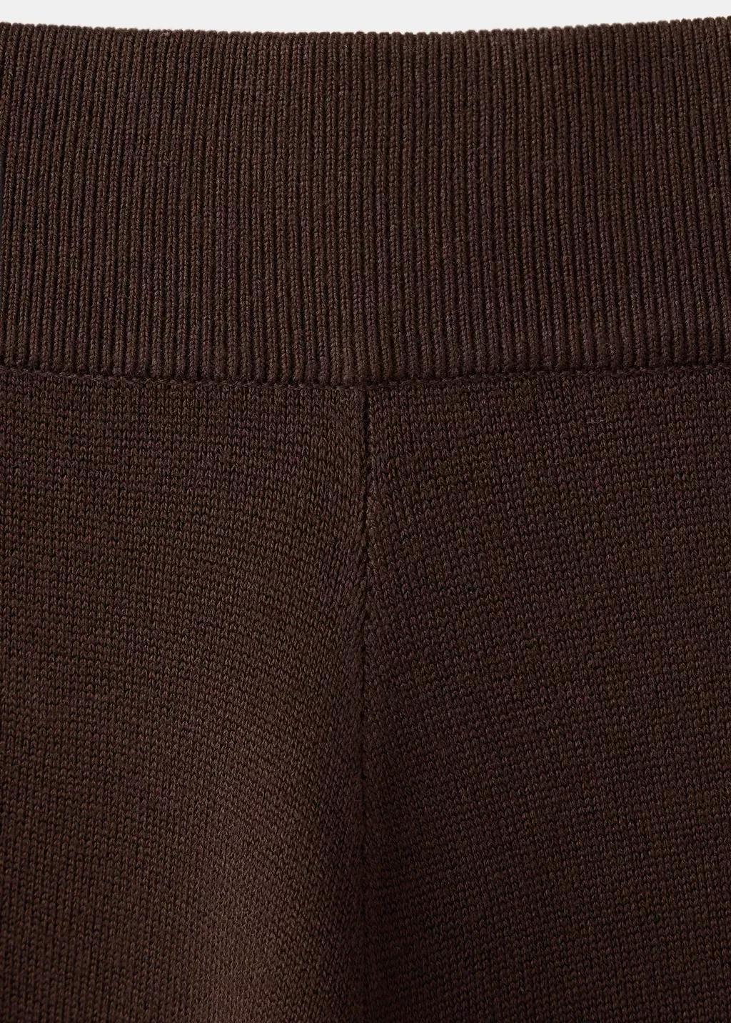 Brown Fine-Knit Wide Leg Trousers, Dark Brown, medium
