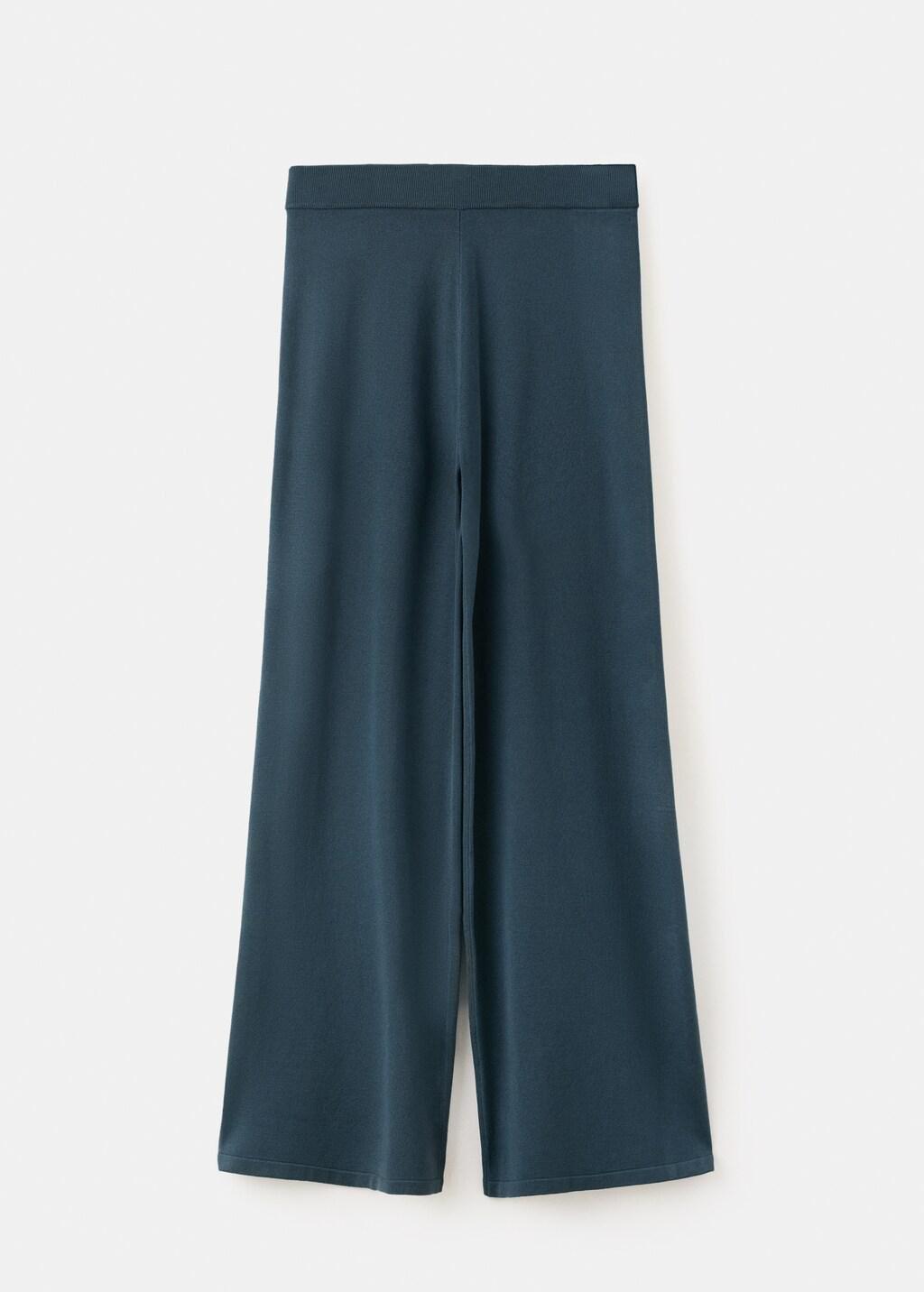 Grey Fine-Knit Wide Leg Trousers, Medium Blue, medium