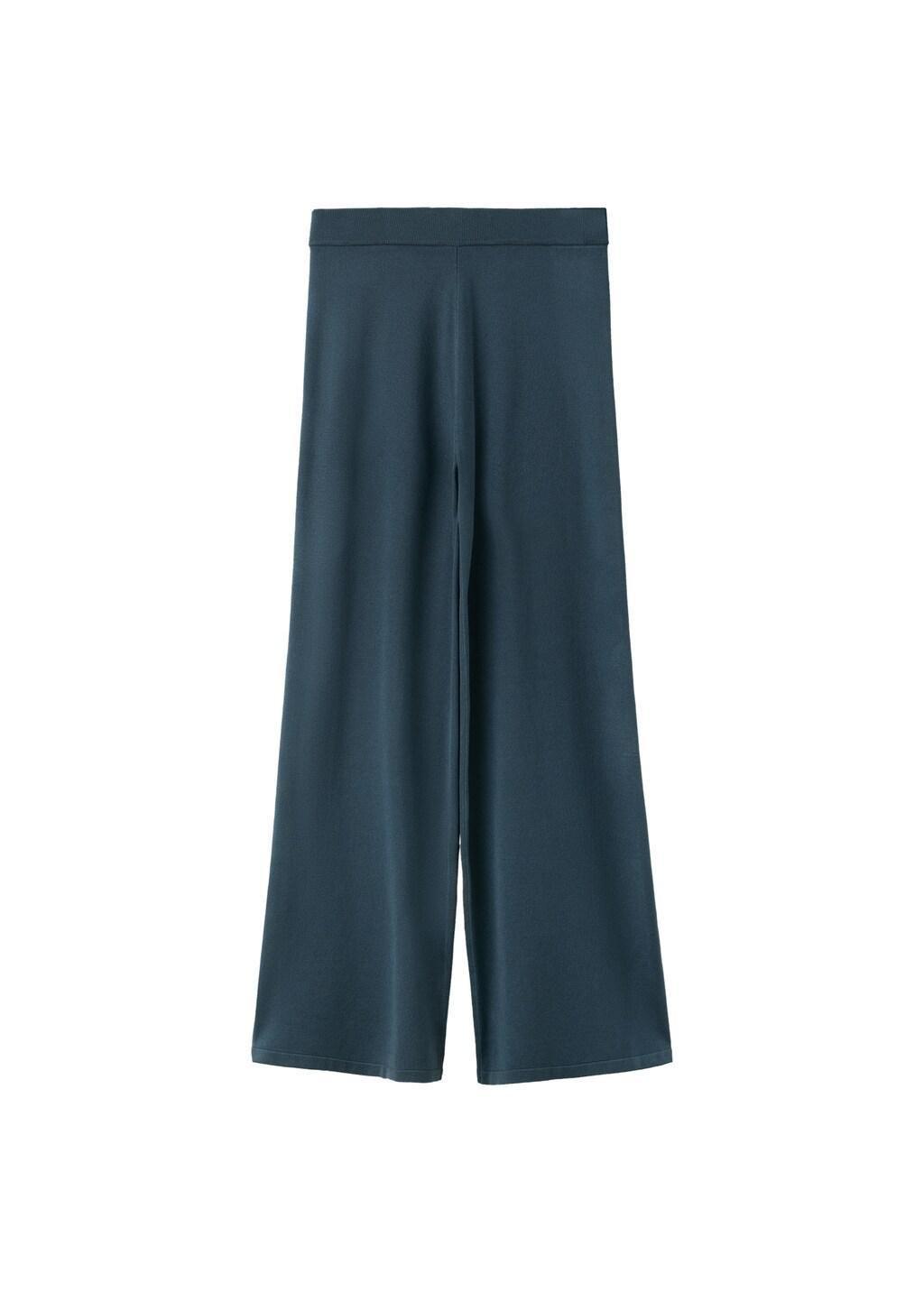 Grey Fine-Knit Wide Leg Trousers, Medium Blue, large image number 3