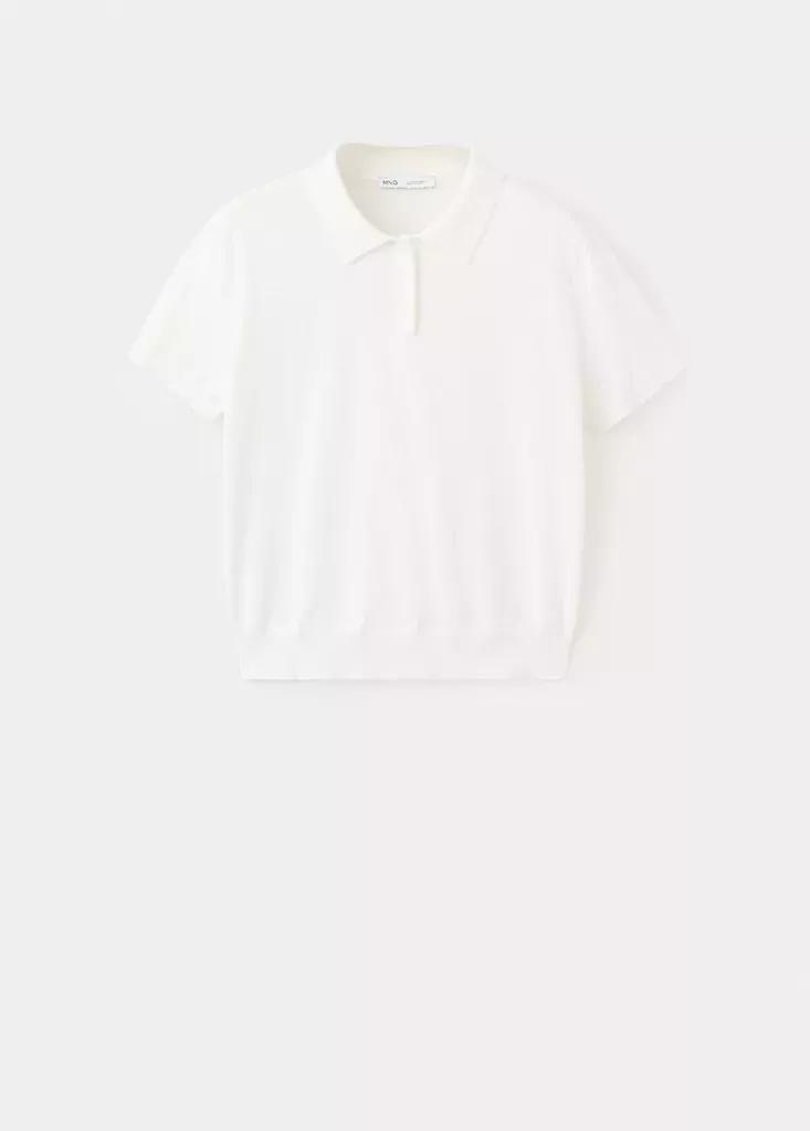 White Cotton Polo Sweater, , large image number 4