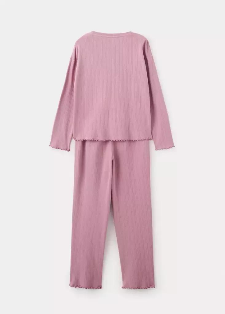 Pink Long Ribbed Pyjama, Pink, medium