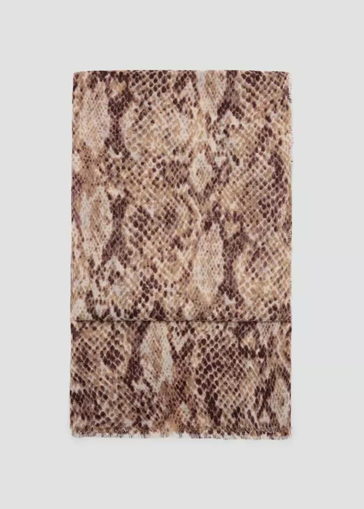 Brown Printed Scarf With Frayed Finishes, , large image number 0