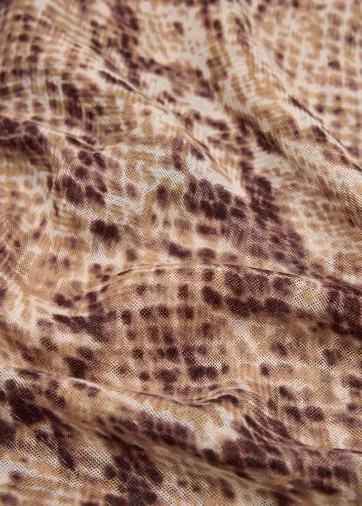 Brown Printed Scarf With Frayed Finishes, , medium