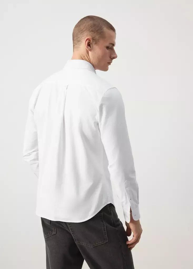 White 100% Cotton Oxford Shirt, White, large image number 2