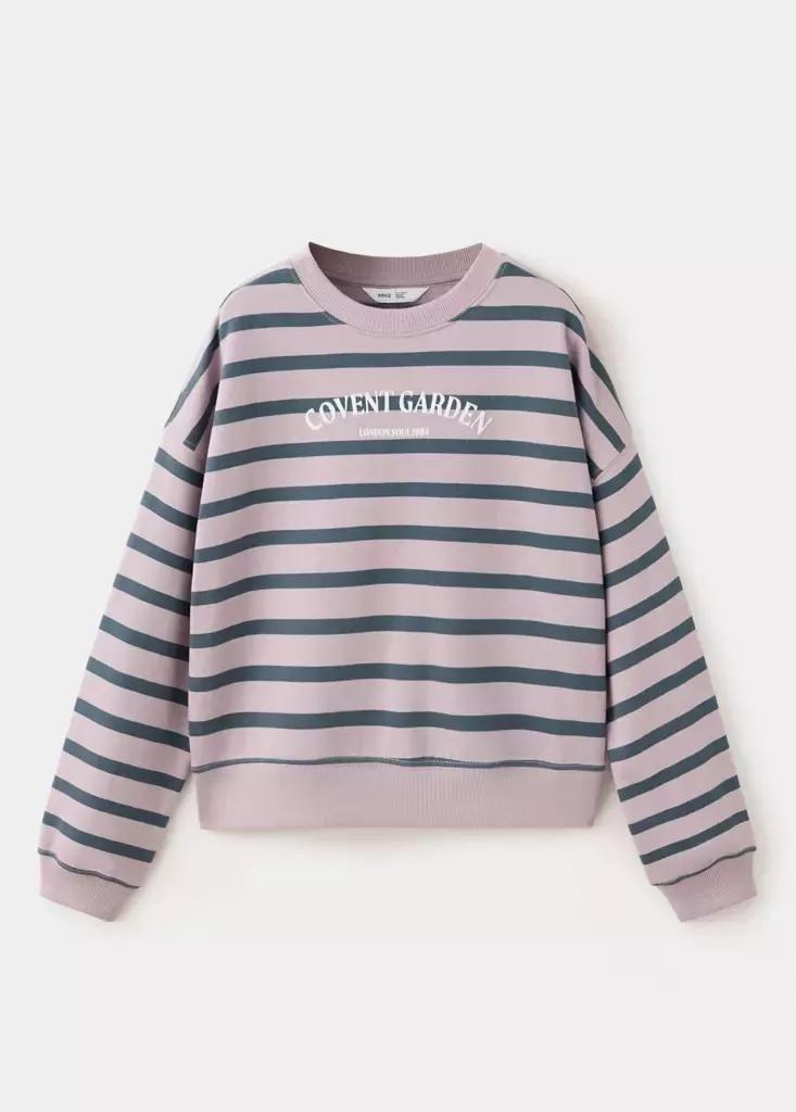 Purple Striped Sweatshirt With Print Detail, Light-Pastel Purple, medium