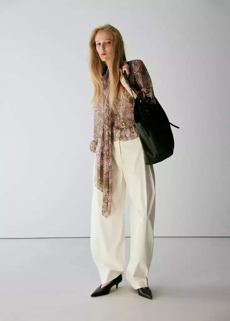 Green Floral Tie Blouse, , medium