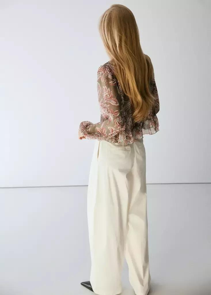 Green Floral Tie Blouse, , large image number 2