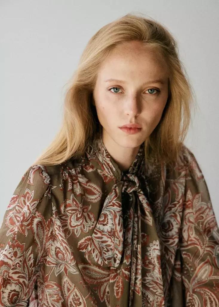 Green Floral Tie Blouse, , large image number 3