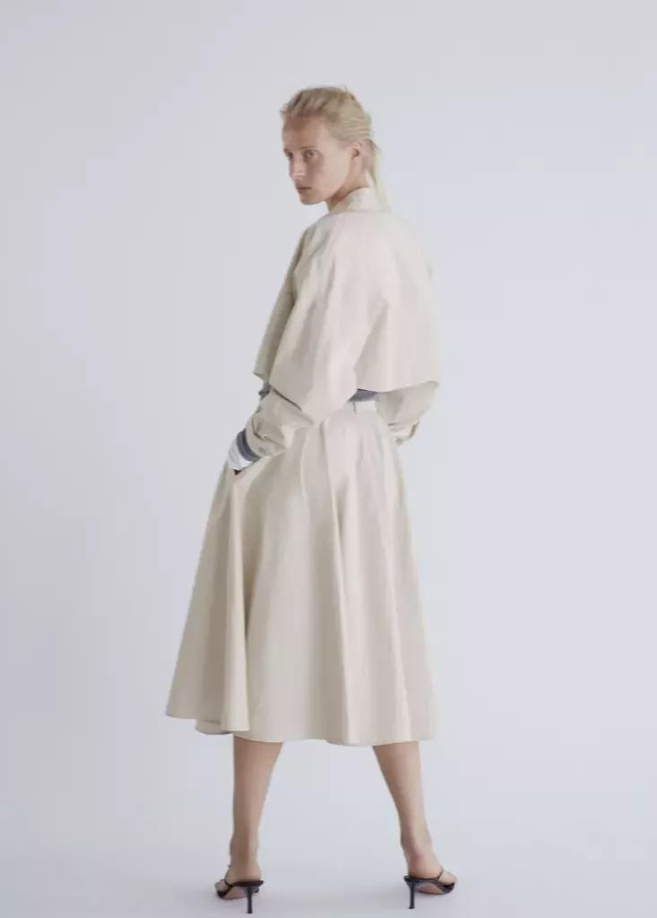 Cream Flared Midi-Skirt, , medium