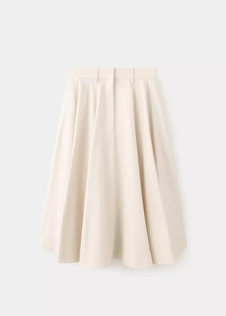Cream Flared Midi-Skirt, , large image number 4