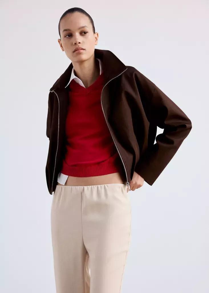 Cream Satin Straight-Fit Trousers, , large image number 3