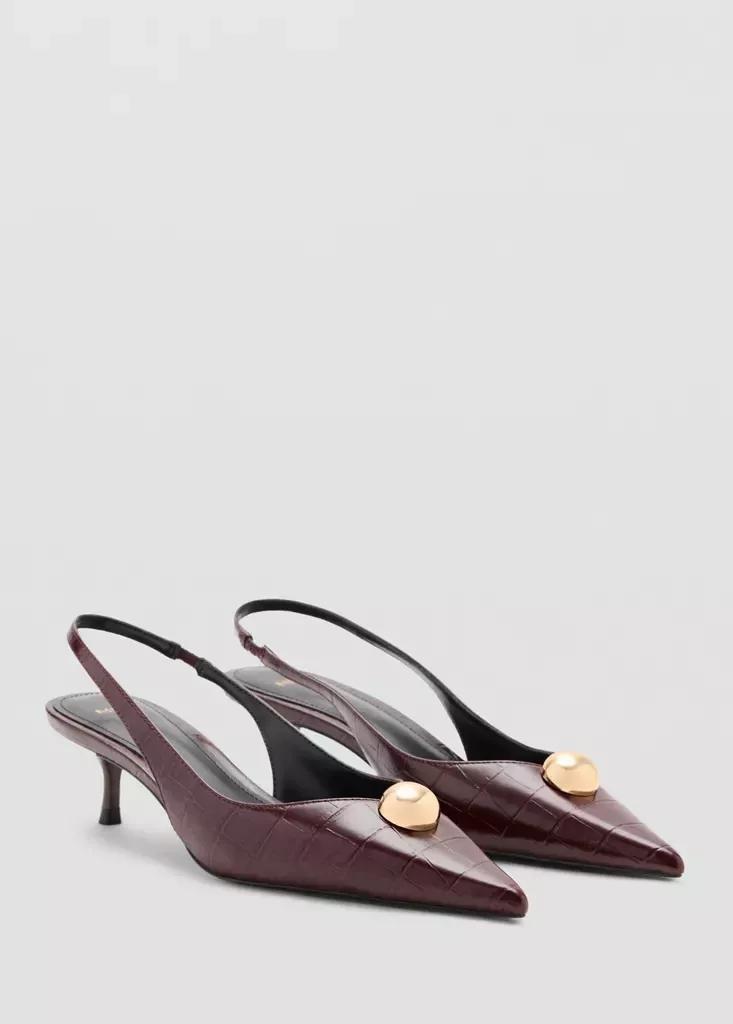 Burgundy Metal-Beaded High-Heel Shoe, , large image number 1