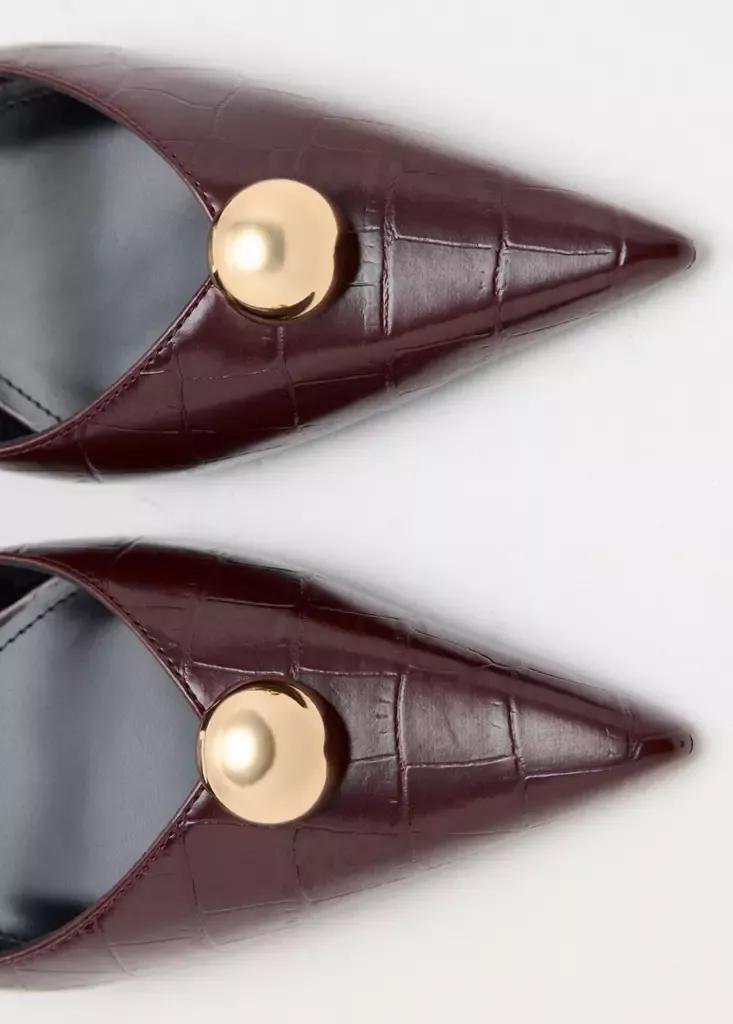 Burgundy Metal-Beaded High-Heel Shoe, , large image number 3