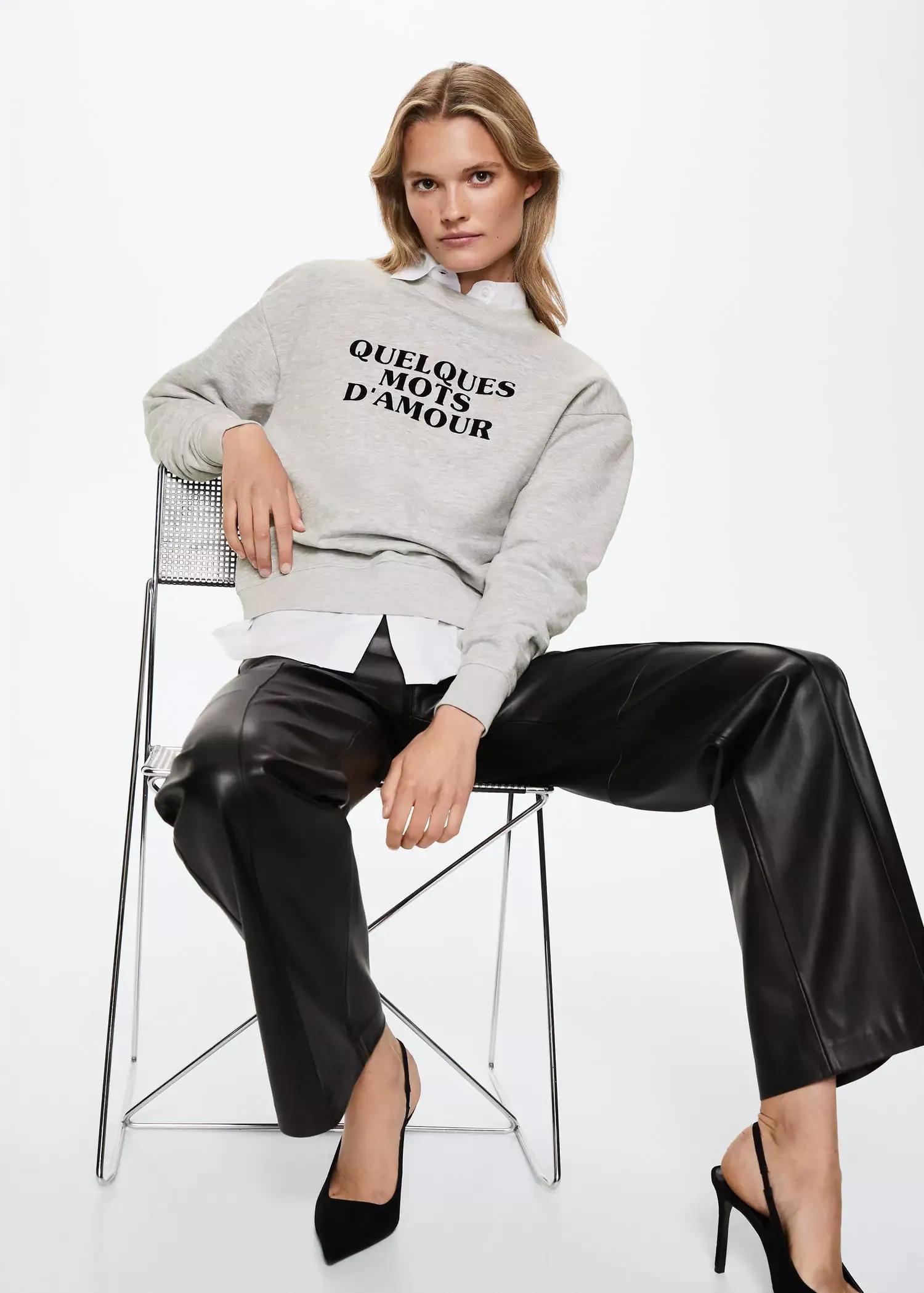 Grey Message Cotton Sweatshirt, , large image number 1