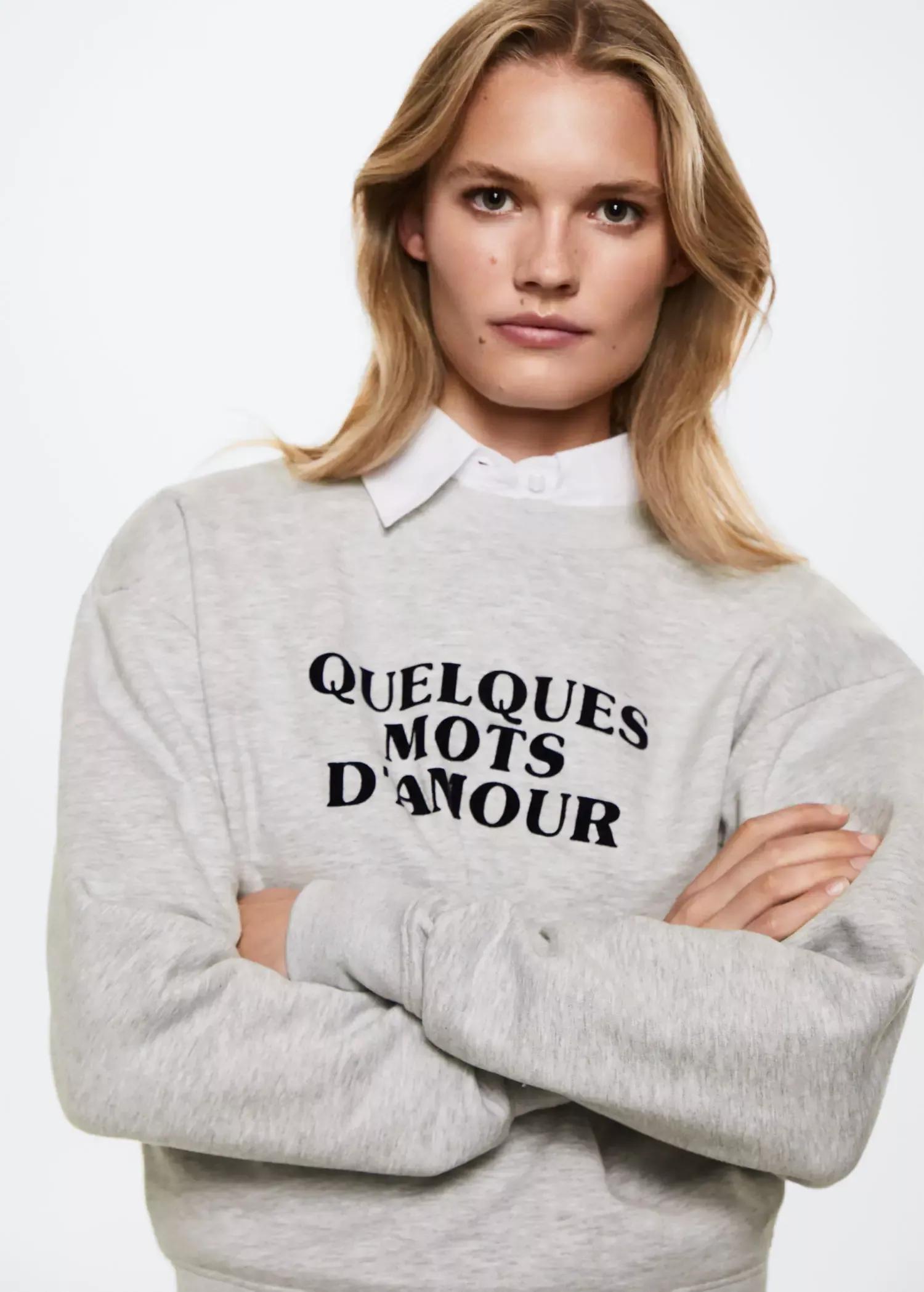 Grey Message Cotton Sweatshirt, , large image number 2