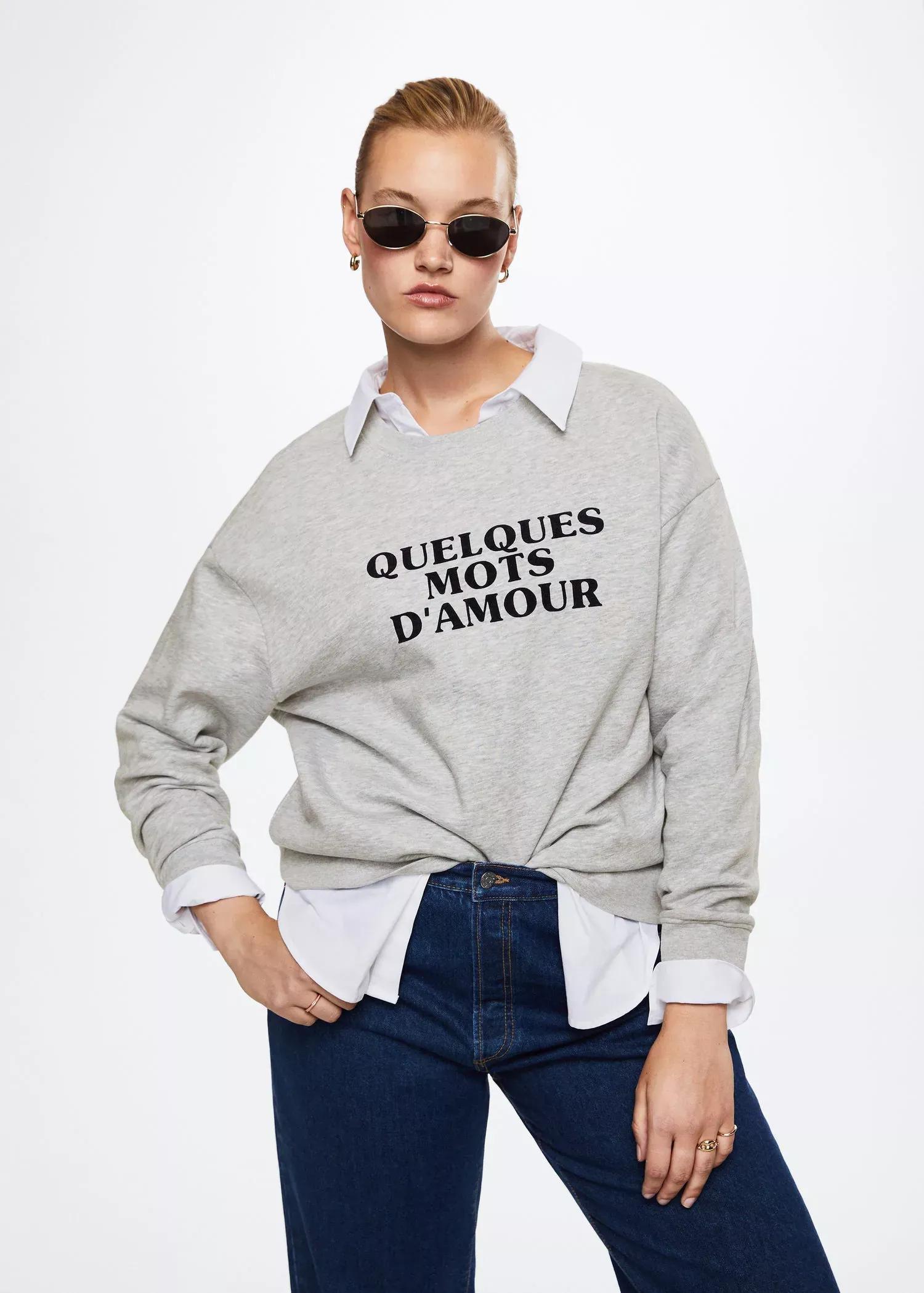 Grey Message Cotton Sweatshirt, , large image number 3