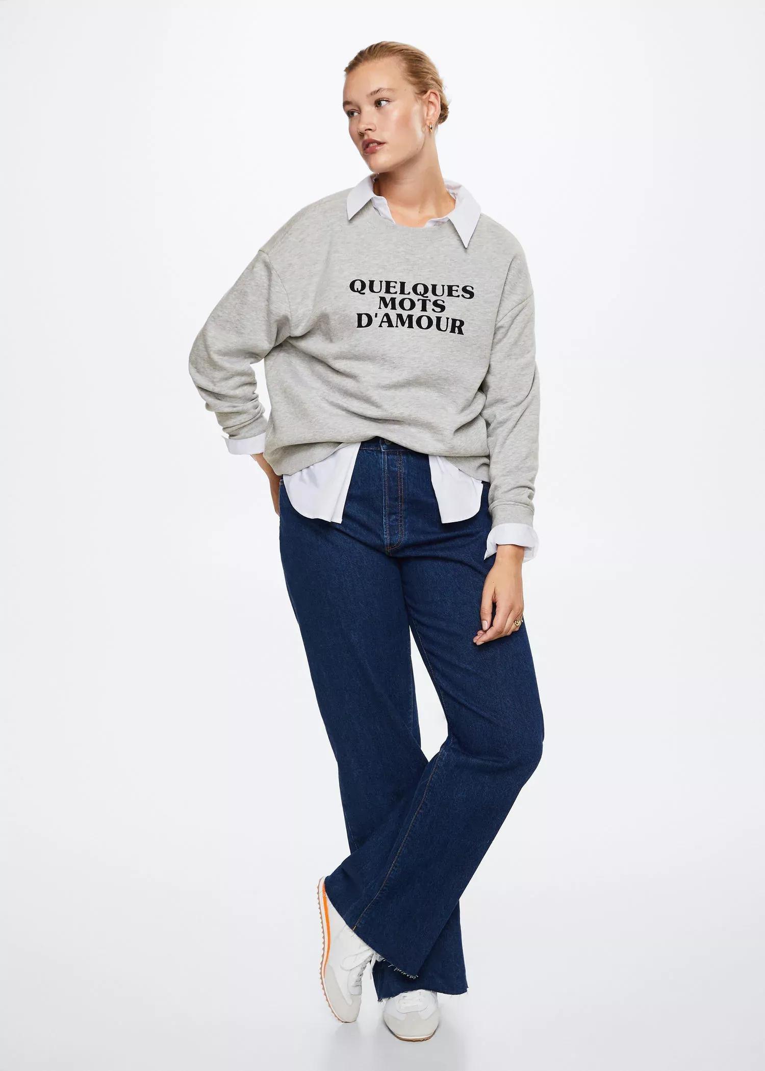 Grey Message Cotton Sweatshirt, , large image number 4