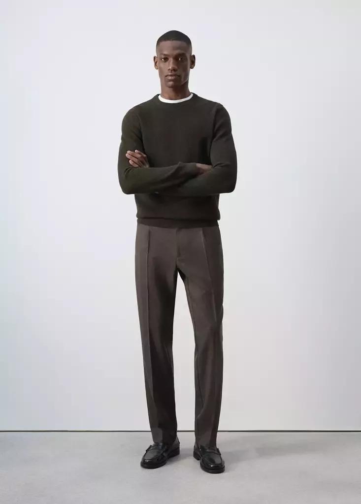Brown Cotton Fine Ribbed Knit Jumper, Dark Brown, large image number 0