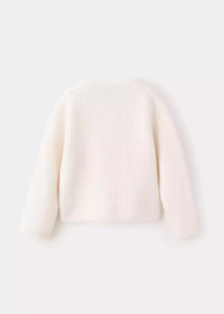 White Ribbed Knitted Cardigan, , medium