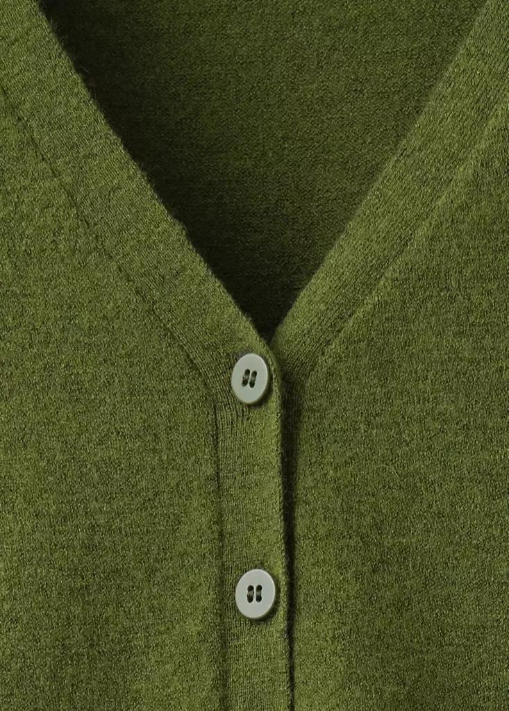 Green V-Neck Buttoned Cardigan, Dark Green, large image number 5
