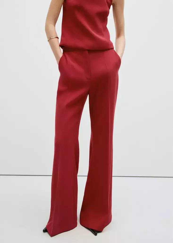 Red High-Waist Suits Trousers, Red, large image number 0