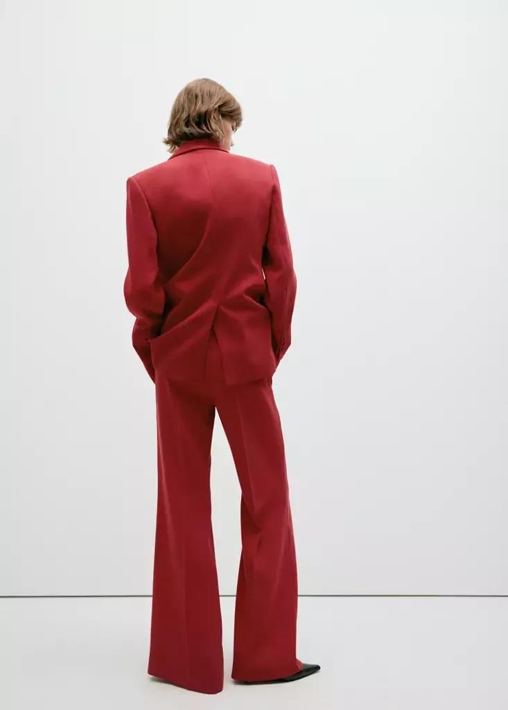 Red High-Waist Suits Trousers, Red, large image number 1