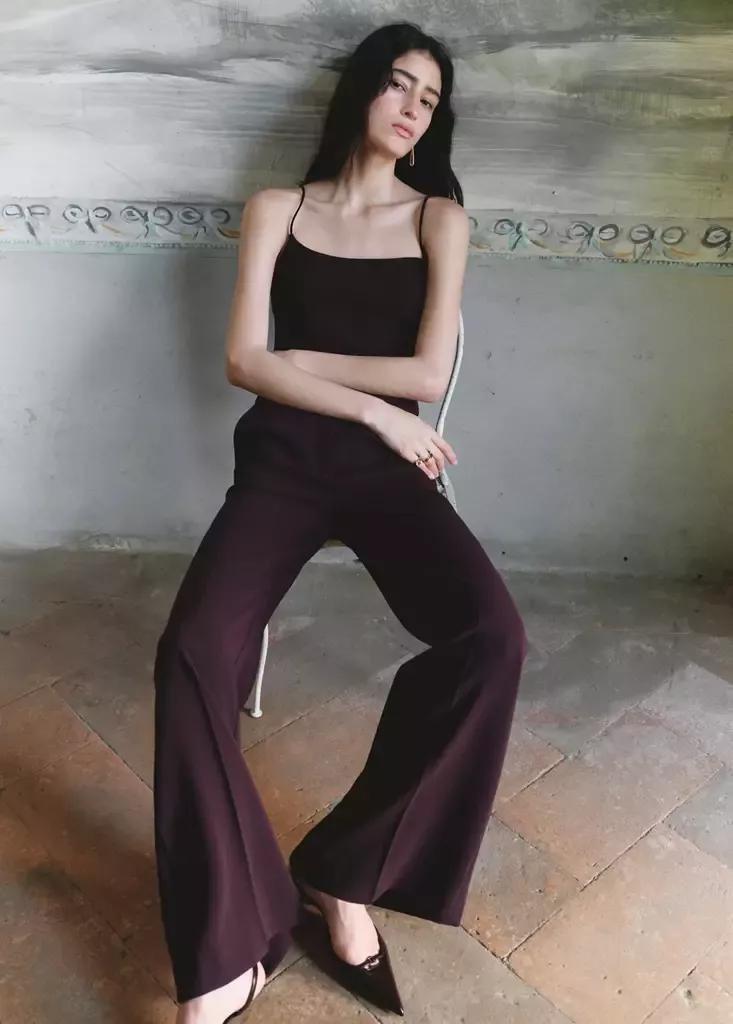 Red High-Waist Suits Trousers, Dark Red, medium