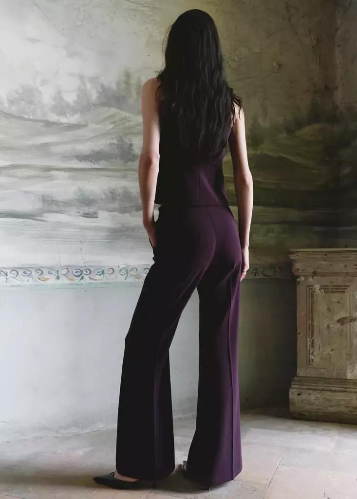 Red High-Waist Suits Trousers, Dark Red, medium