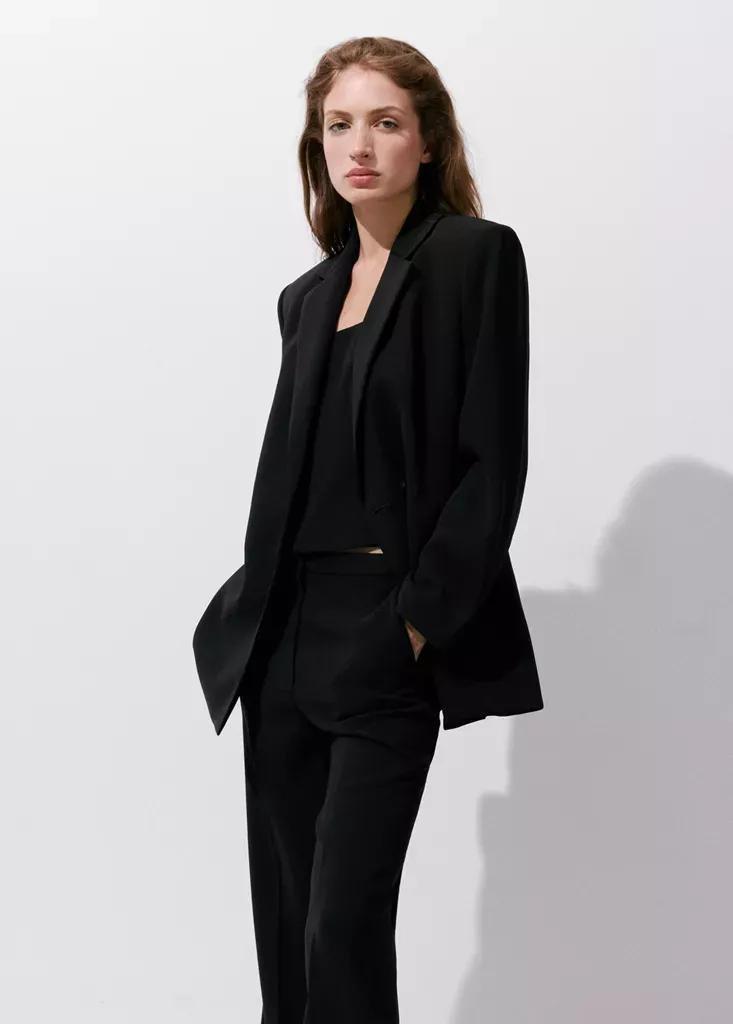 High-Waist Suits Trousers, Black, medium
