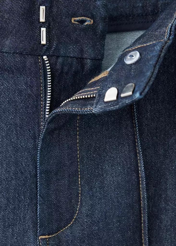 Blue High-Waisted Wide Leg Jeans With Stitching, , large image number 6