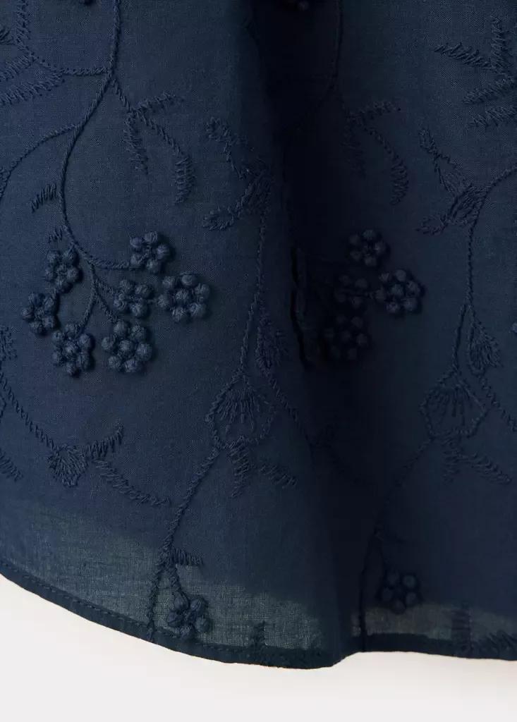 Navy Embroidered Blouse With Frill Detail, Navy, large image number 7