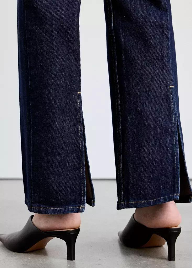 Navy Mid-Rise Straight Jeans, Open Blue, large image number 4