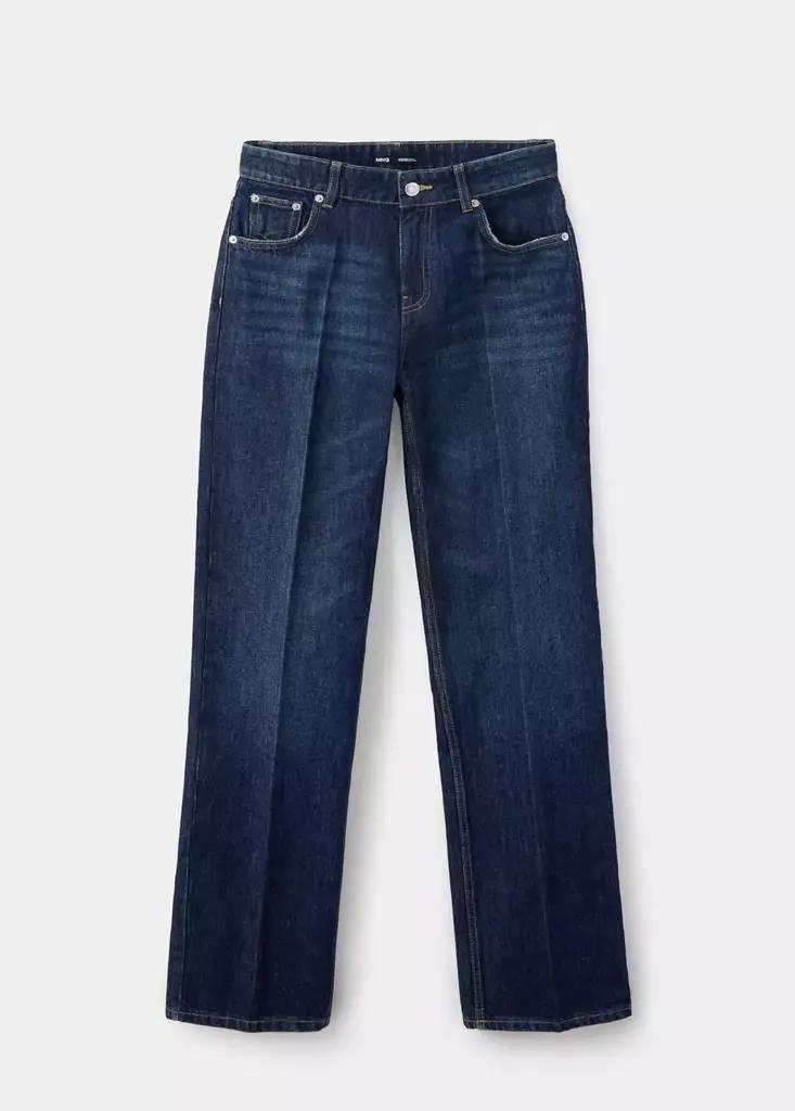 Navy Mid-Rise Straight Jeans, Open Blue, large image number 5