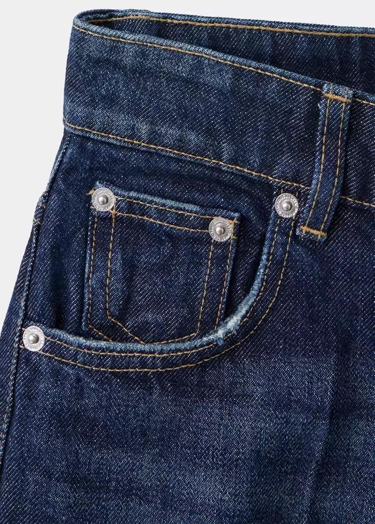 Navy Mid-Rise Straight Jeans, Open Blue, large image number 6