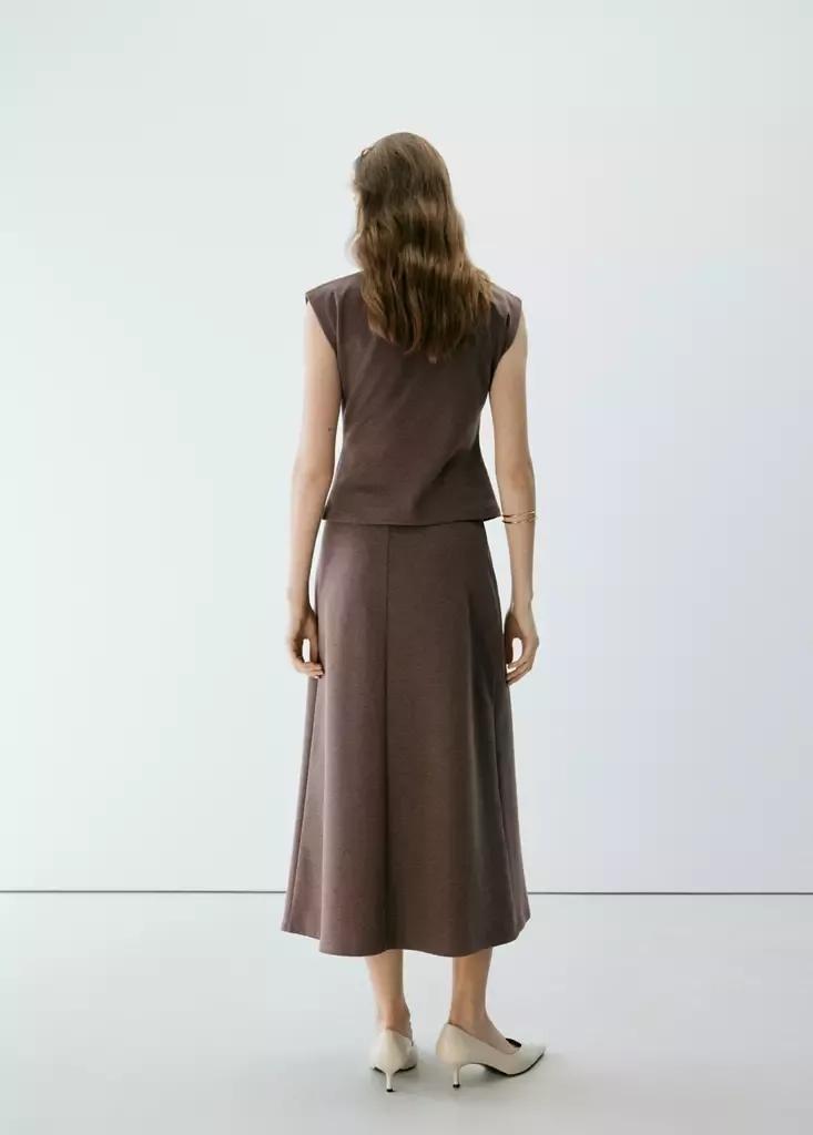 Brown High-Neck Top With Seam Detailing, Brown, large image number 2