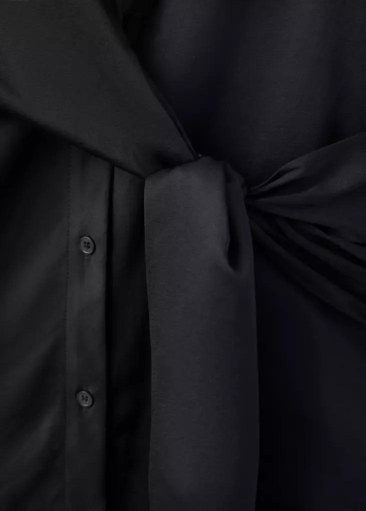 Black Straight-Fit Shirt With Bow Detail, Black, large image number 5