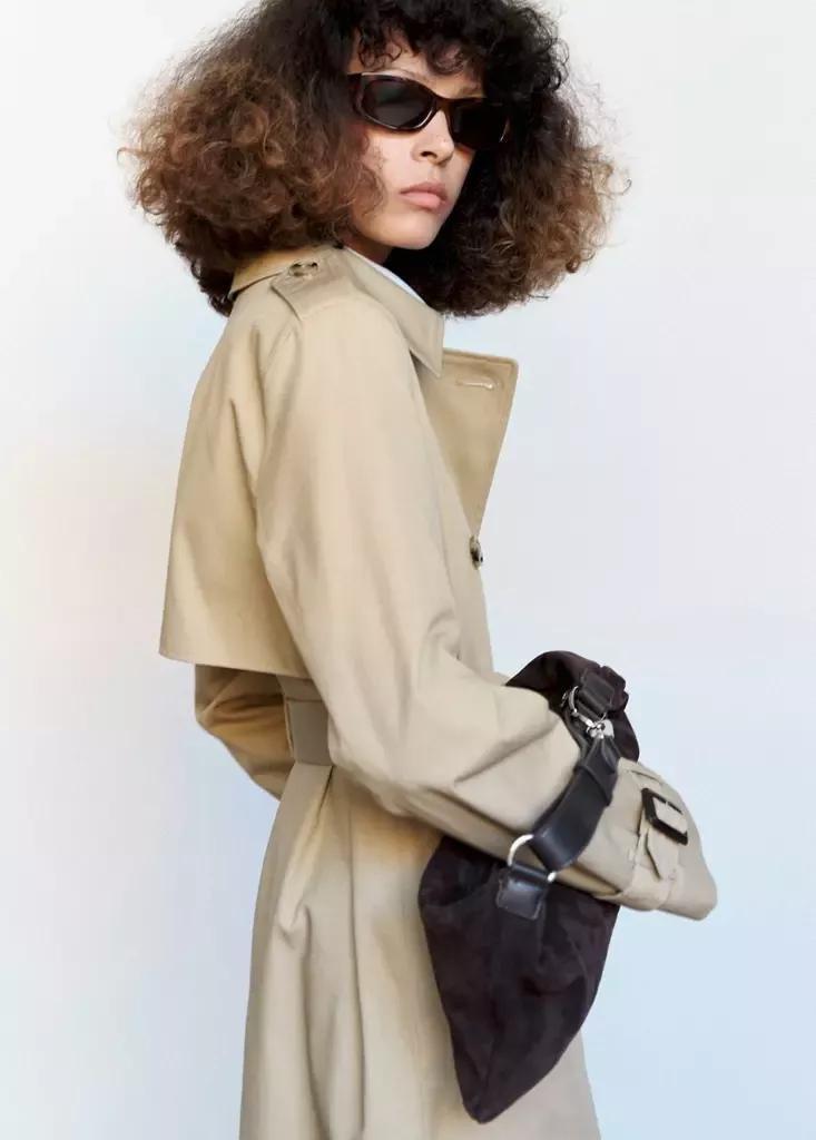Beige Trench Coat With Belt, Light Beige, medium