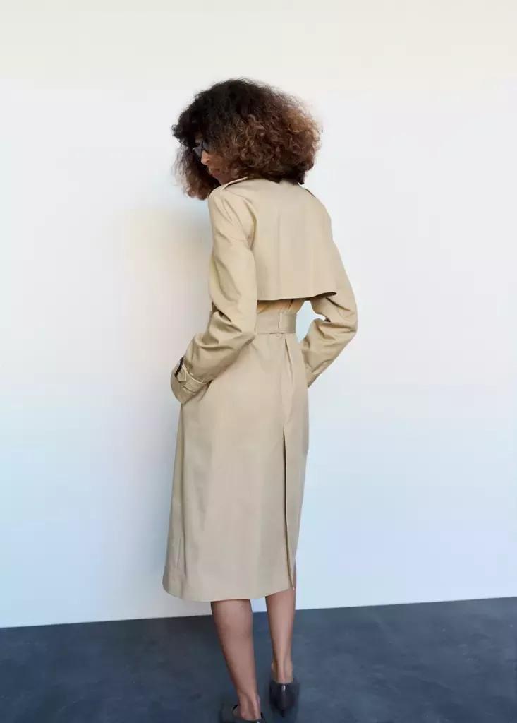 Beige Trench Coat With Belt, Light Beige, medium