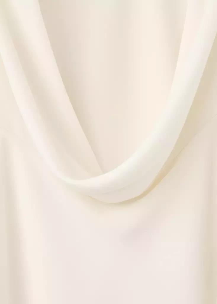 Beige Satin Top With Draped Back, Light Beige, large image number 5