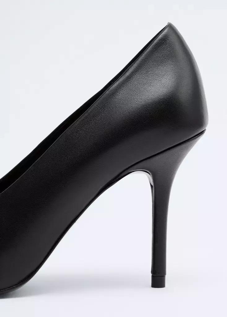 Black Pointed-Toe Leather Heeled Shoes, Black, large image number 4