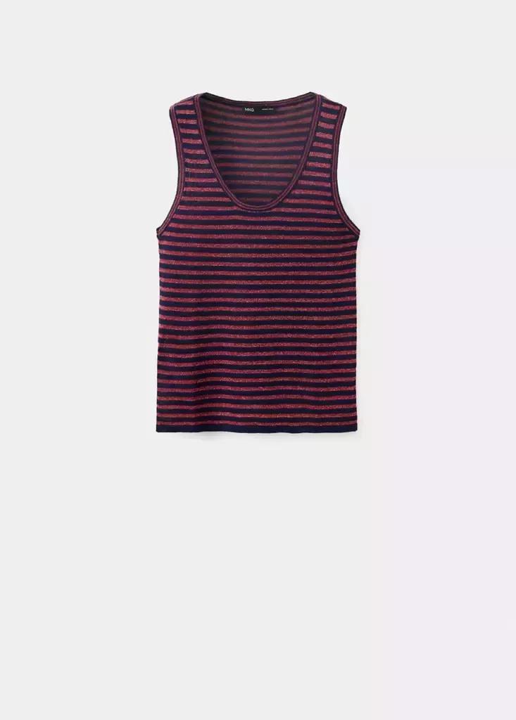 Blue Striped Lurex Knit Top, Navy, large image number 4